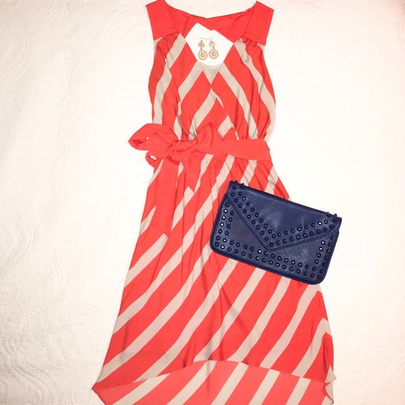 Express Dresses & Skirts - Express Orange & Cream High Low Dress